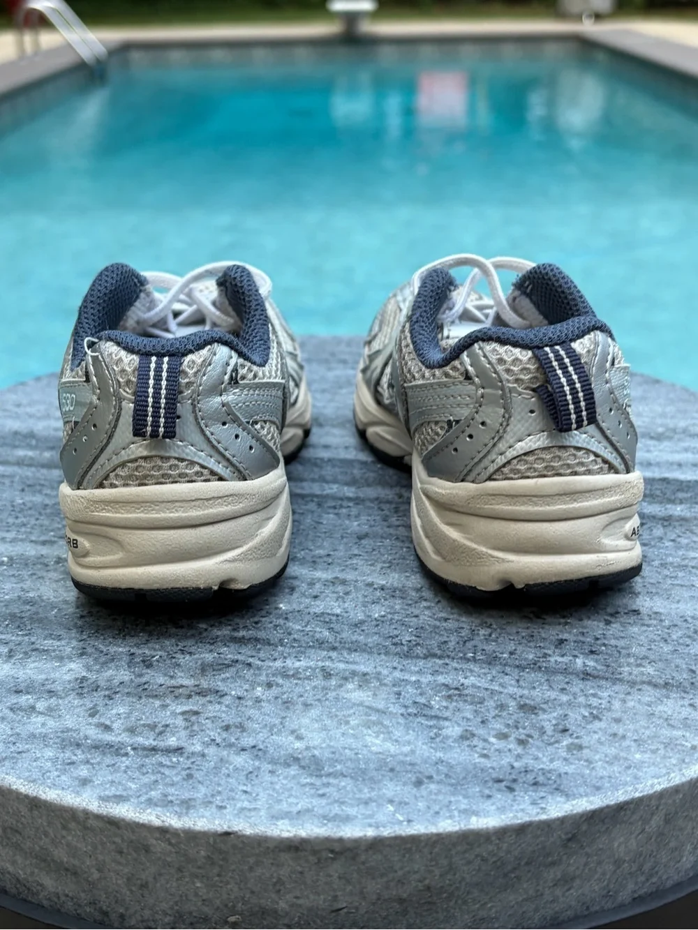 New Balance Kids Silver and Navy Trail Sneakers